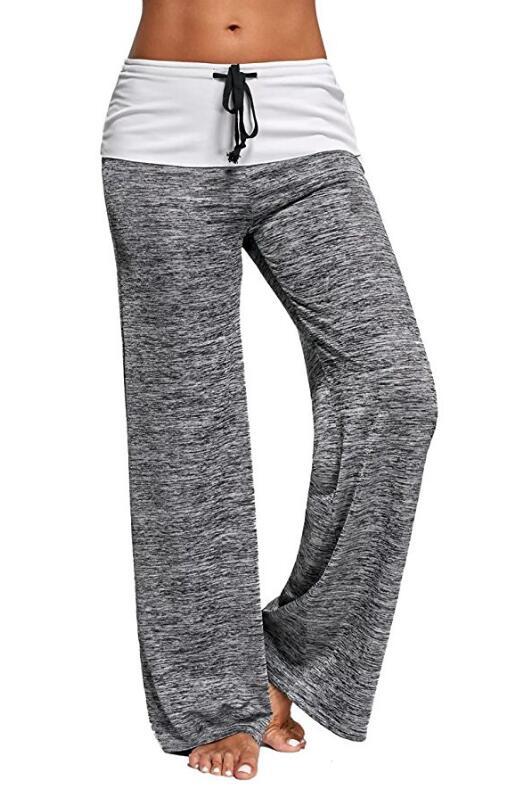 SZ60026-3  Women Foldover Heather Wide Leg Pants Loose Yoga Legging